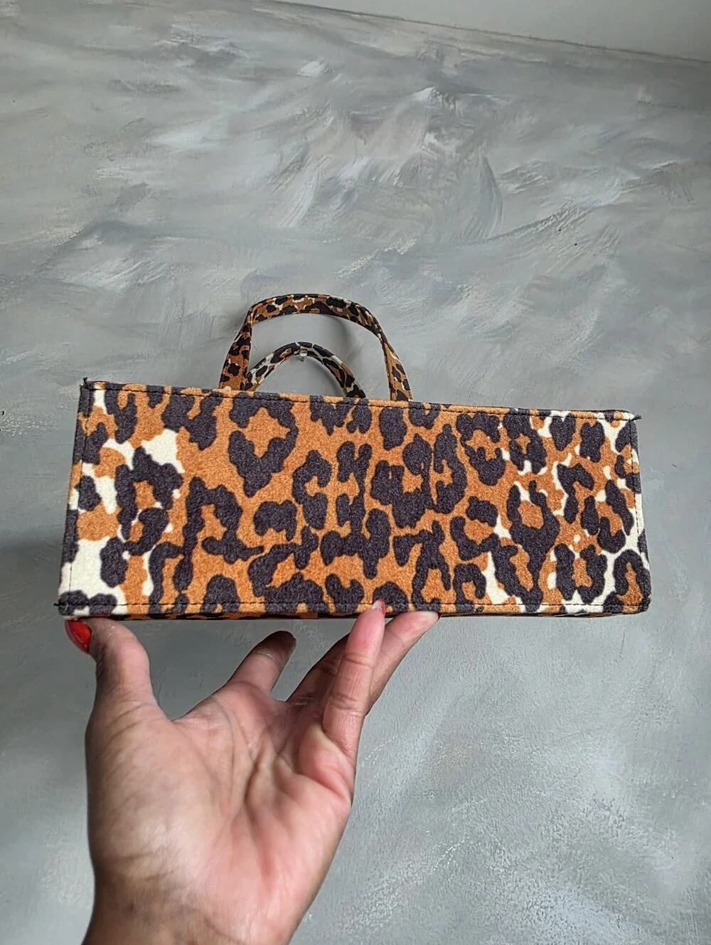 Kate Spade Icon Leopard Plush Felt Tote Shoulder Bag 10x8x4 Y2K Scene Rave